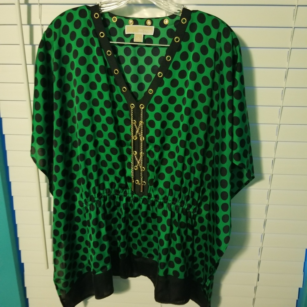 Michael Kors Green an Black Polka Dot Shirt